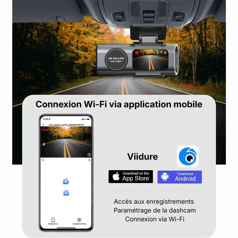 1) Dashcam sans fil 4K - Dashcam Secure