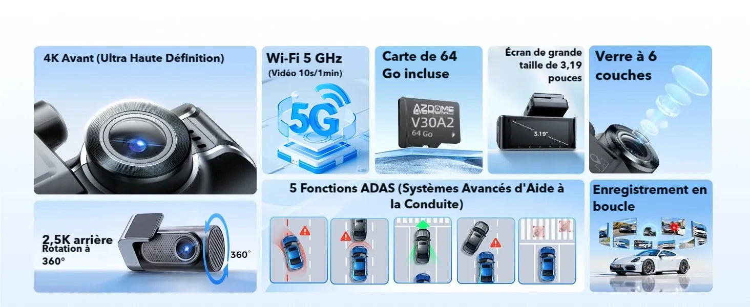 38) Dashcam voiture avant et arrière avec vision nocturne - Dashcam Secure