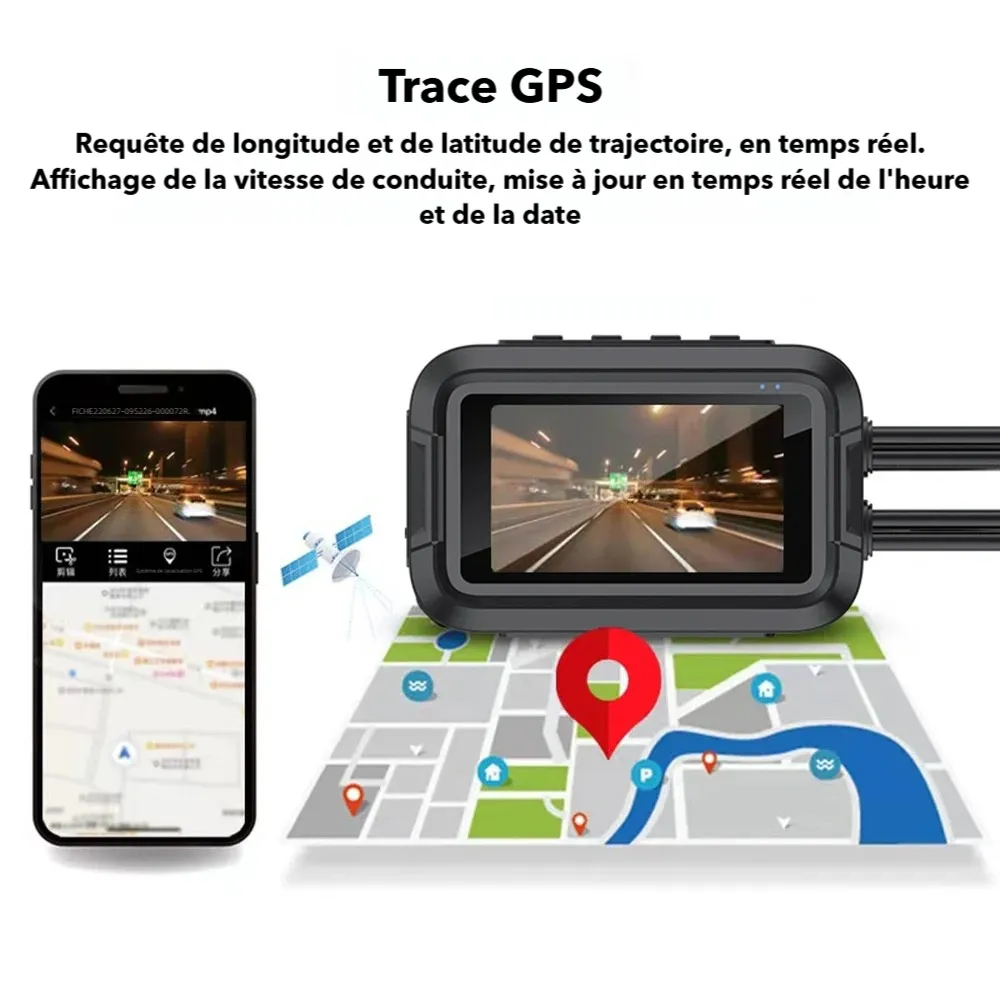 43) Dashcam moto avant arrière GPS - Dashcam Secure