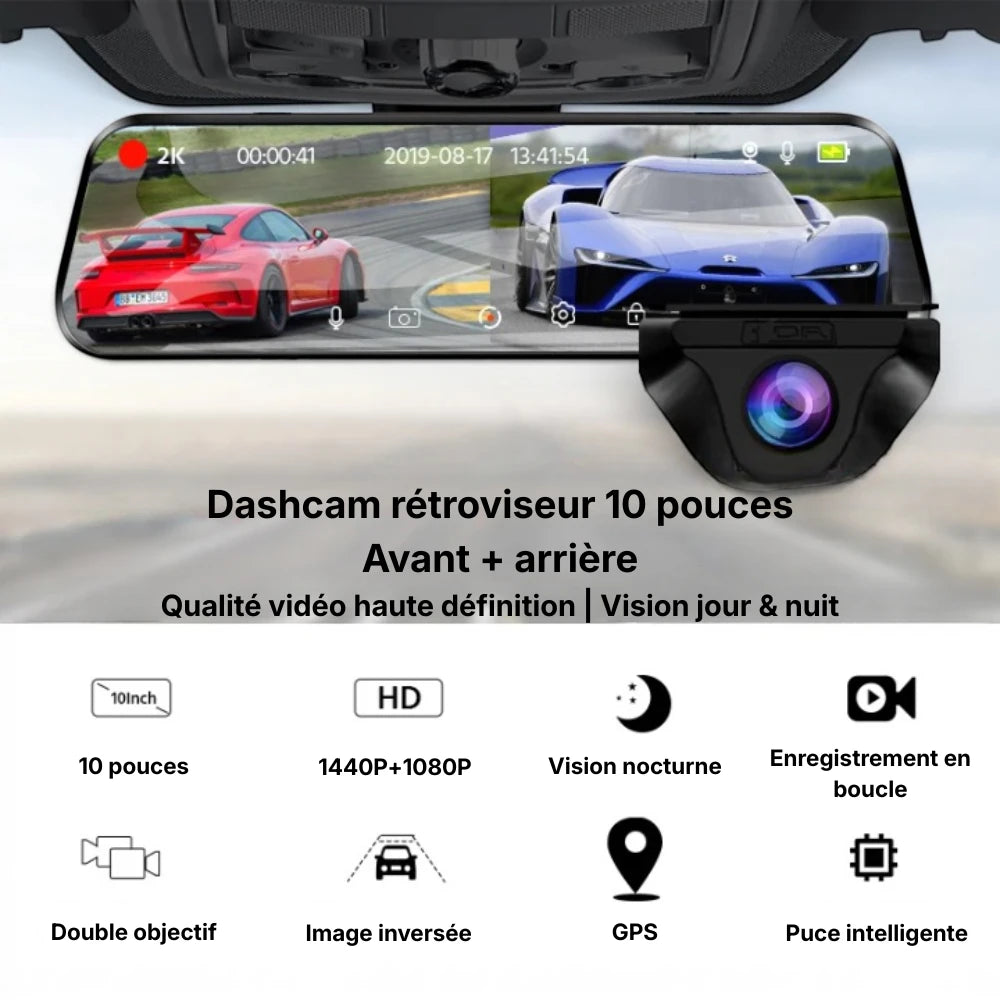 26) Dashcam rétroviseurs avant arrière GPS mode Parking - Dashcam Secure