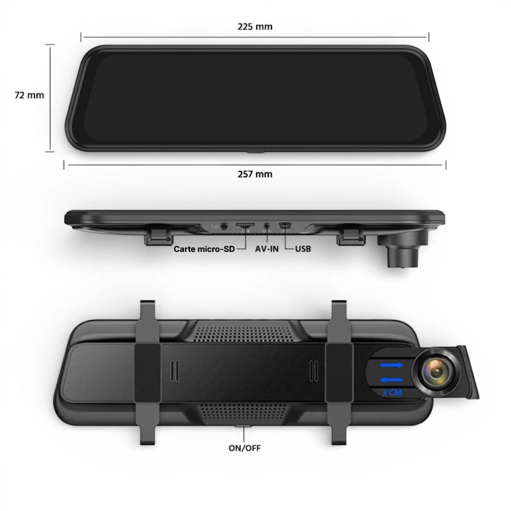26) Dashcam rétroviseurs avant arrière GPS mode Parking - Dashcam Secure