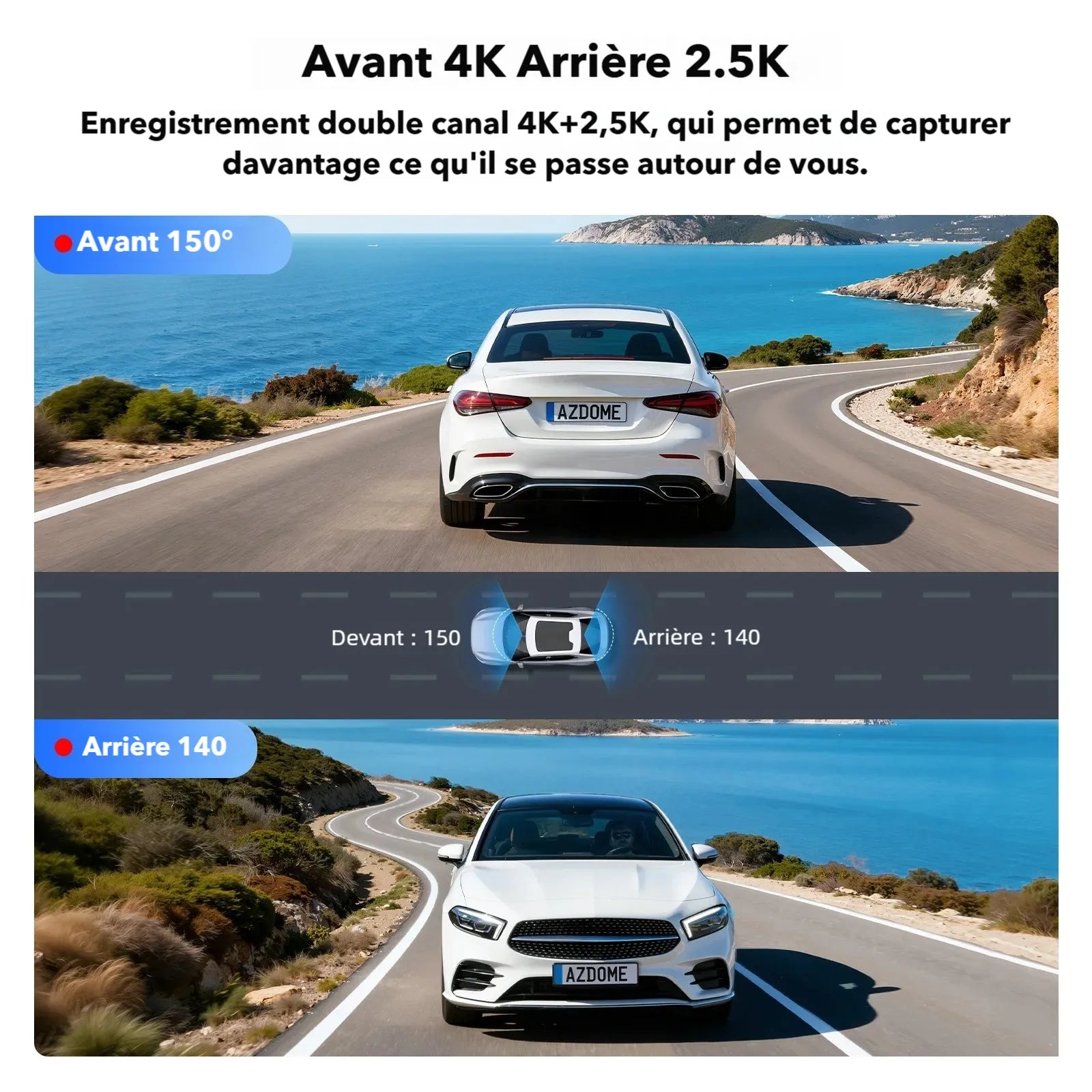 38) Dashcam voiture avant et arrière avec vision nocturne - Dashcam Secure